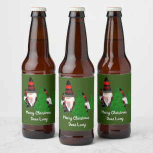 Merry Christmas, Funny Dwarfs Personalise Beer Bottle Label