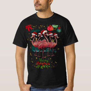 Merry Christmas Funny Flamingo with Sunglasses T-Shirt