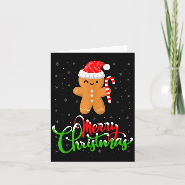 Merry Christmas Funny Gingerbread Cookie Baking Ch Card (Front)