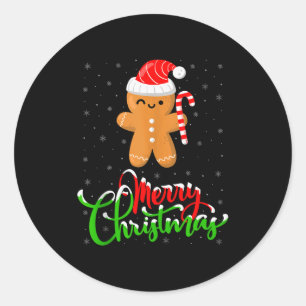 Merry Christmas Funny Gingerbread Cookie Baking Ch Classic Round Sticker