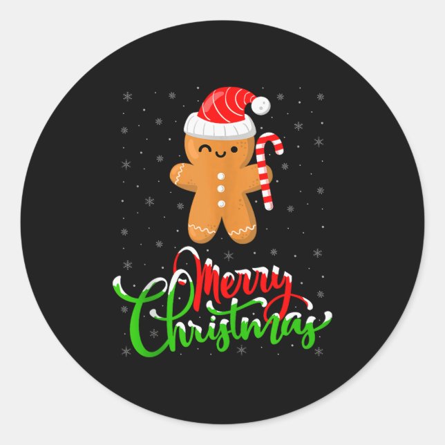Merry Christmas Funny Gingerbread Cookie Baking Ch Classic Round Sticker (Front)