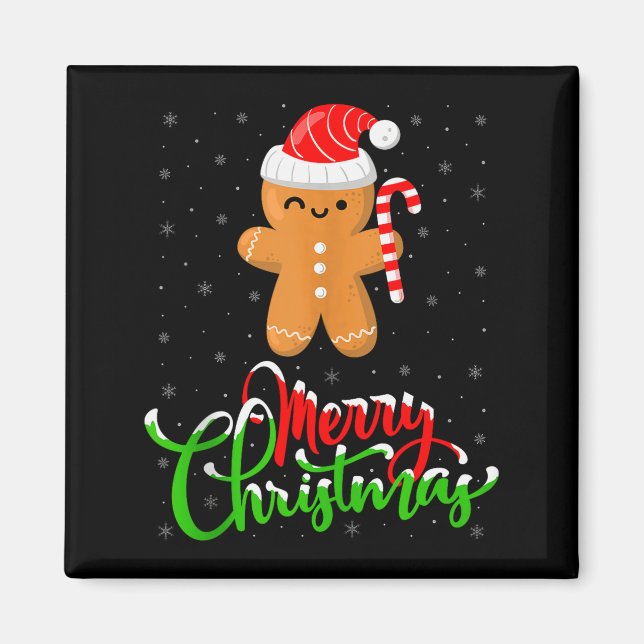 Merry Christmas Funny Gingerbread Cookie Baking Ch Magnet (Front)