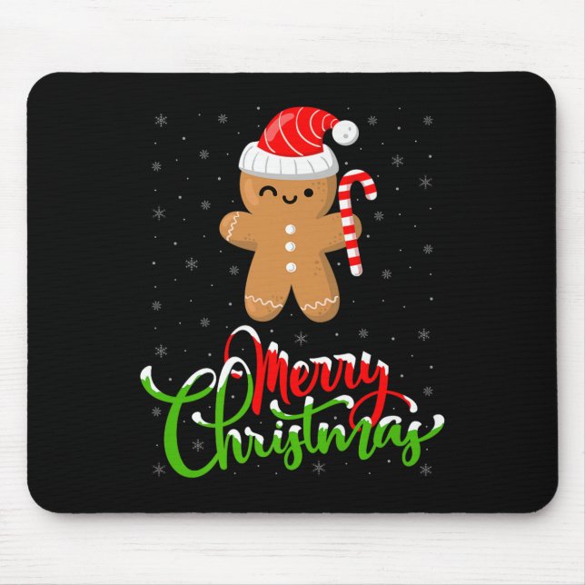 Merry Christmas Funny Gingerbread Cookie Baking Ch Mouse Mat (Front)