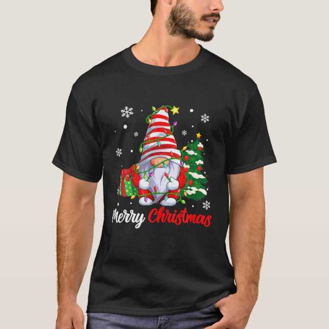 Merry Christmas Funny Gnome Christmas Pamajas T-Shirt (Front)