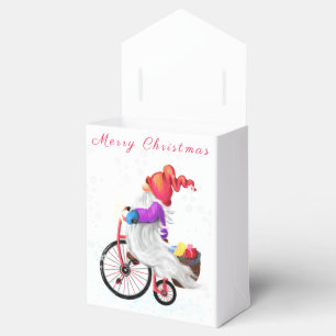 Merry Christmas - Funny Gnome with Bike and Gifts  Favour Box