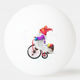 Merry Christmas - Funny Gnome with Bike and Gifts Ping Pong Ball