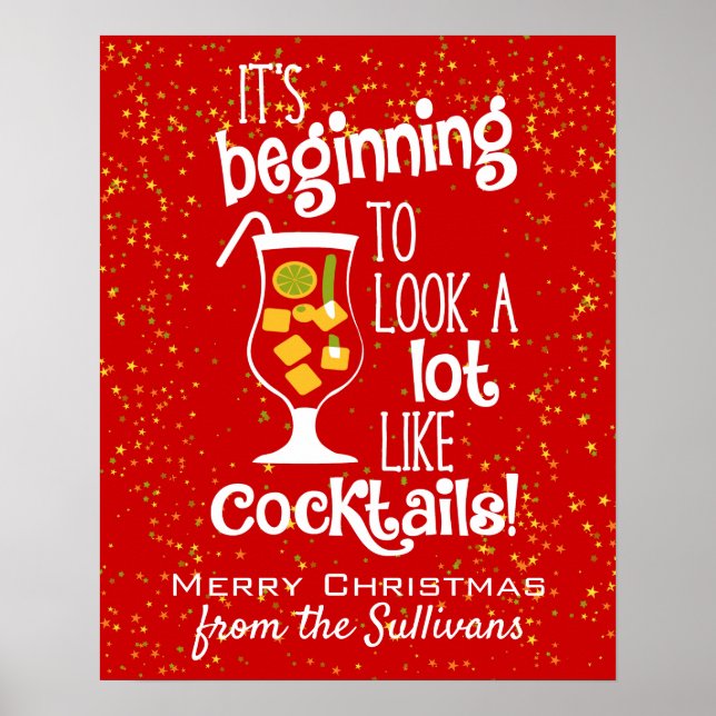 Merry Christmas Funny Holiday Cocktail Poster (Front)