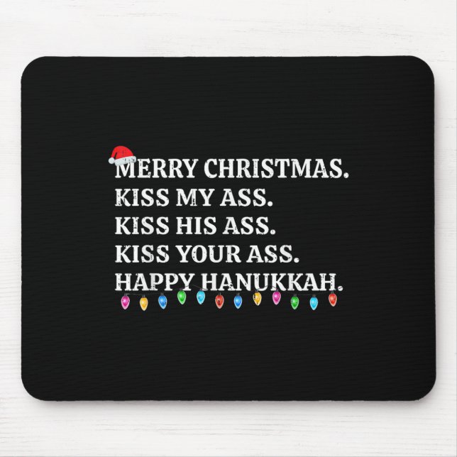 Merry Christmas Funny Kiss My Xmas Men &amp; Women Mouse Mat (Front)