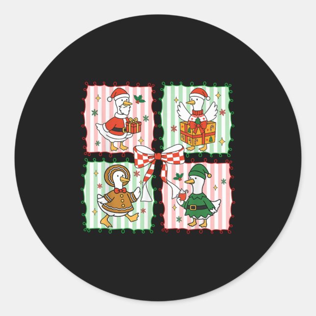 Merry Christmas Funny Merry Goosemas Christmas Sil Classic Round Sticker (Front)