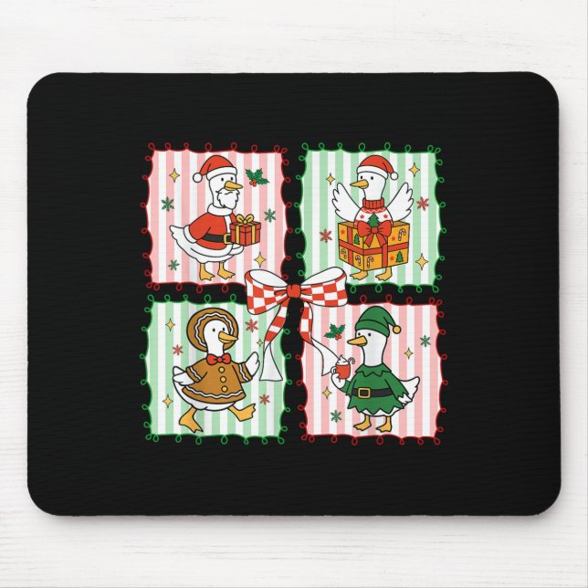 Merry Christmas Funny Merry Goosemas Christmas Sil Mouse Mat (Front)