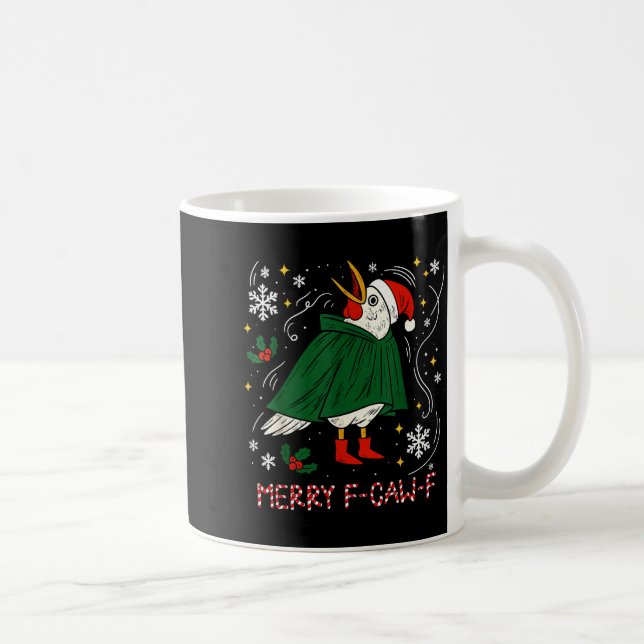 Merry Christmas Funny Raven Bird F-caw-f Xmas Holi Coffee Mug (Right)