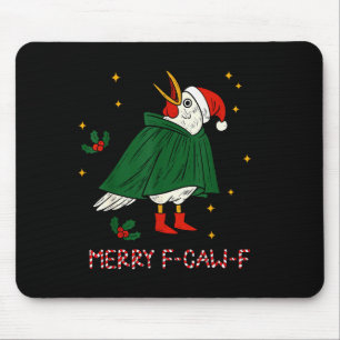 Merry Christmas Funny Raven Bird F-caw-f Xmas Holi Mouse Mat