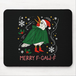Merry Christmas Funny Raven Bird F-caw-f Xmas Holi Mouse Mat