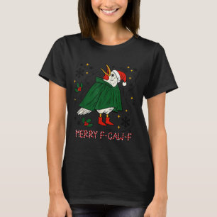 Merry Christmas Funny Raven Bird F-caw-f Xmas Holi T-Shirt