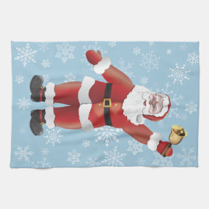 Merry Christmas Funny Santa Claus Cartoon Tea Towel
