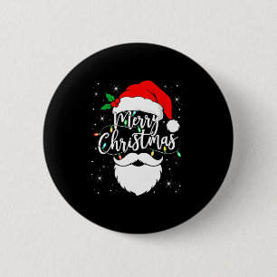 Merry Christmas Funny Santa Claus Hat And Beard Xm 6 Cm Round Badge