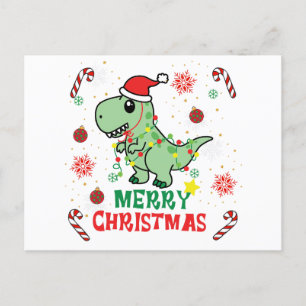 Merry Christmas Funny Santa Dinosaur Holiday Postcard