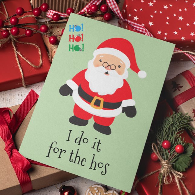 Merry Christmas Funny Santa Do it for the Hos Holiday Card (Creator Uploaded)