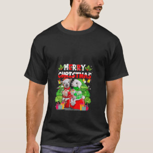 Merry Christmas Funny Santa Reindeer Sheep In Sock T-Shirt