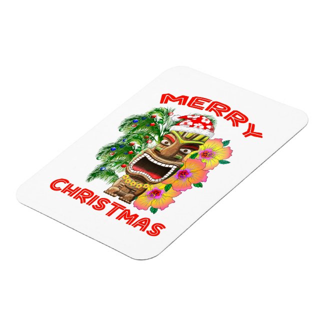 Merry Christmas Funny Santa Tiki Magnet (Left Side)