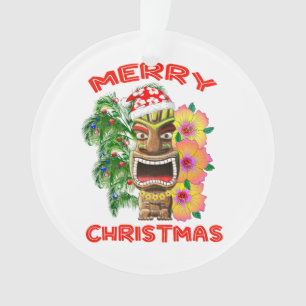 Merry Christmas Funny Santa Tiki Ornament