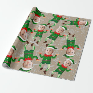 Merry Christmas Funny Santa's Elves Custom Face Wrapping Paper