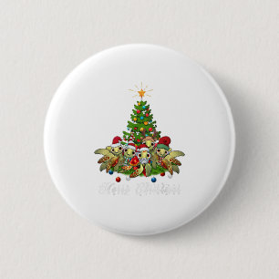 Merry Christmas Funny Sea Turtle Tree X 6 Cm Round Badge