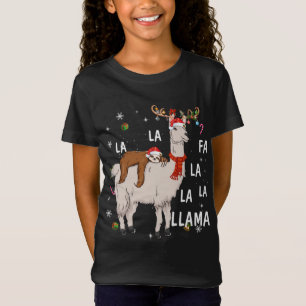Merry Christmas Funny Sloth Riding Llama Reindeer T-Shirt