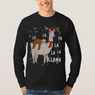 Merry Christmas Funny Sloth Riding Llama Reindeer  T-Shirt
