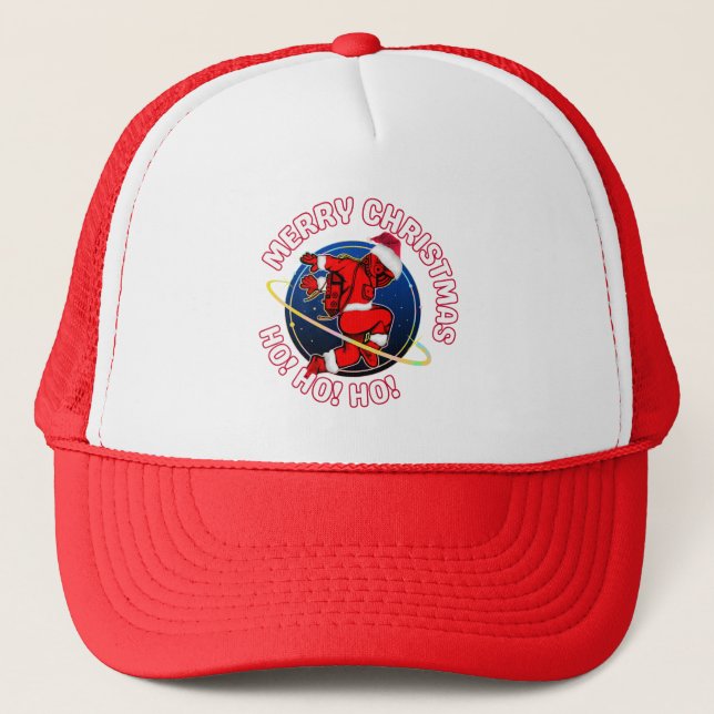 MERRY CHRISTMAS FUNNY SPACE ASTRONAUT  TRUCKER HAT (Front)