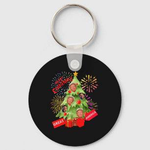 Merry Christmas Funny Trump Great America Xmas Tre Key Ring