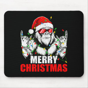 Merry Christmas Funny Vintage Bigfoot Rock On Xmas Mouse Mat
