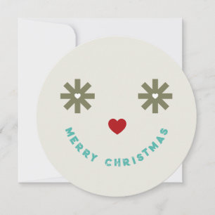 Merry Christmas Funny Winking Smiley Face Photo Holiday Card
