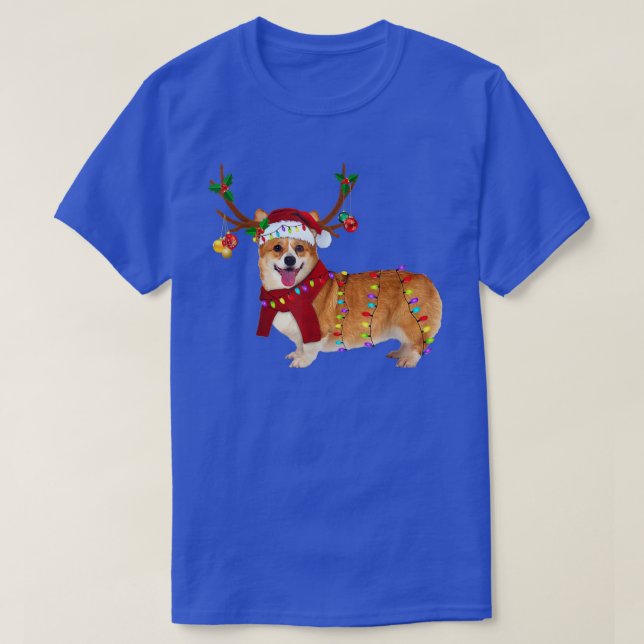 Merry Christmas Funny Xmas Lights Corgi Dog  T-Shirt (Design Front)