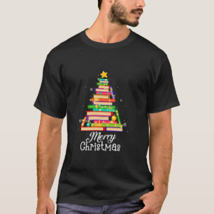 Merry Christmas Funny Xmas Tree Love Reading Books T-Shirt