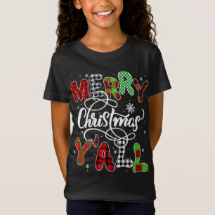 Merry Christmas Funny Ya'll Xmas Buffalo Plaid T-Shirt