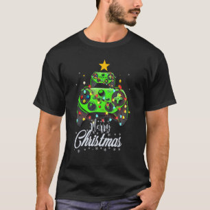 Merry Christmas Game Controller Tree Kid Adult Lig T-Shirt