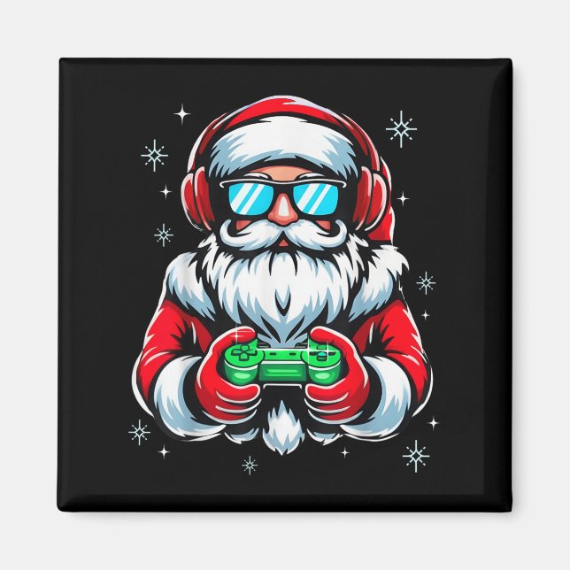 Merry Christmas Gamer Boys Mens Video Game Santa C Magnet (Front)