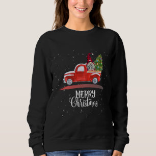 Merry Christmas Garden Gnome Red Truck Sweatshirt