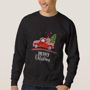 Merry Christmas Garden Gnome Red Truck Sweatshirt