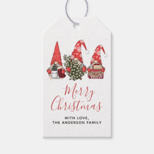 Merry Christmas Garden Gnome Tree Happy Holidays Gift Tags