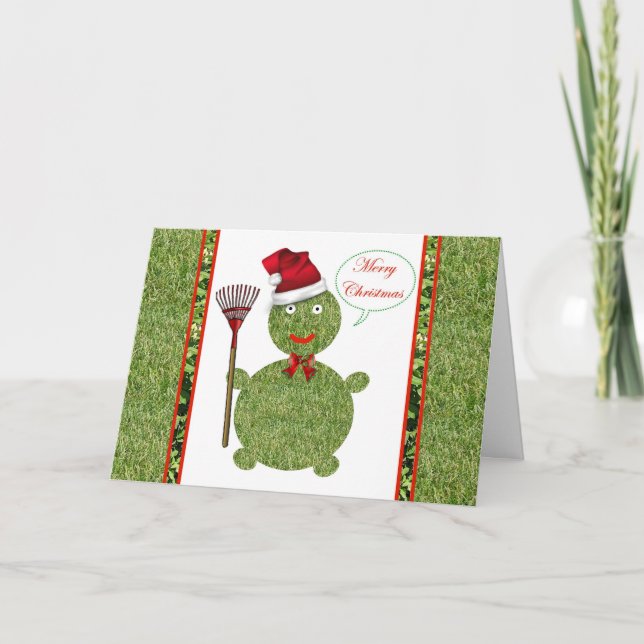 Merry Christmas gardener lawn care landscape Holiday Card (Front)