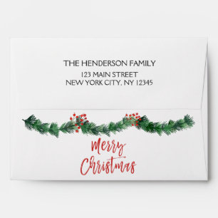 Merry Christmas Garland and Red Christmas Script Envelope