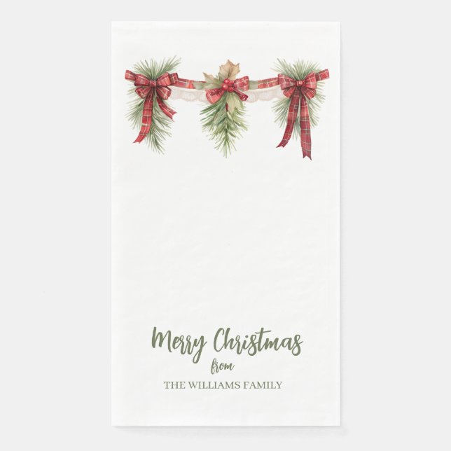 Merry Christmas Garland Paper Guest Towels Napkin (Front)