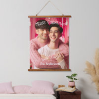 Merry Christmas Gay Retro Pink | Custom Photo 