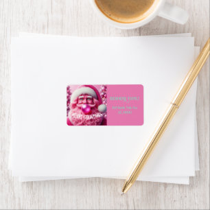 Merry Christmas Gay Retro Pink Mint   Custom Label