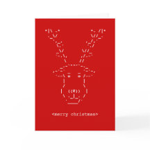 Merry Christmas Geek Reindeer ASCII Art card