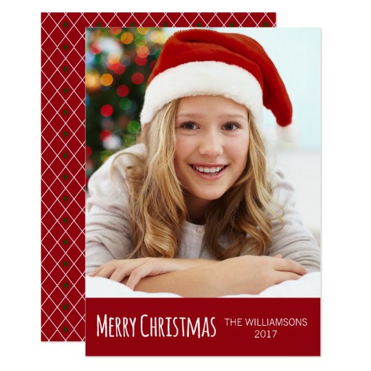 Merry Christmas Geometric Trendy Photo Card