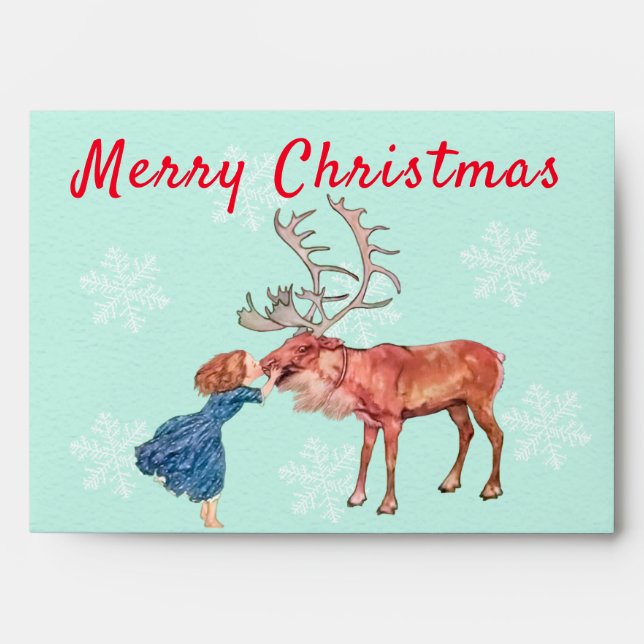 Merry Christmas Gerda and the Reindeer Snow Queen Envelope (Front)