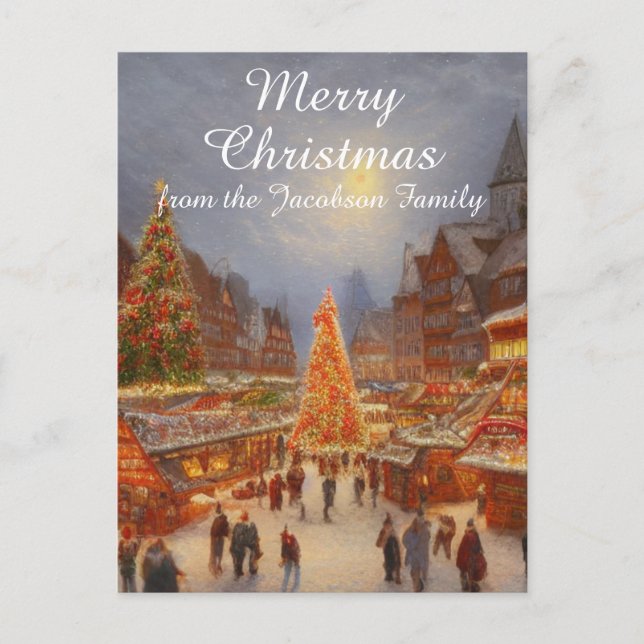 Merry Christmas German Market Greetings Kitsch Holiday Postcard (Front)